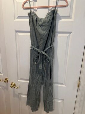 Strapless Lightweight Jumpsuit in Slate Green